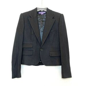 Ralph Lauren Purple Label Wool Blend Tailored Single Button Blazer Black size 12